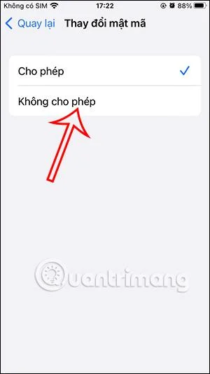Arahan untuk menyekat orang lain daripada menukar kata laluan iPhone
