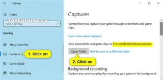 Windows 10da Oyun DVR Yakalamaları klasörünün varsayılan konumunu geri yükleyin