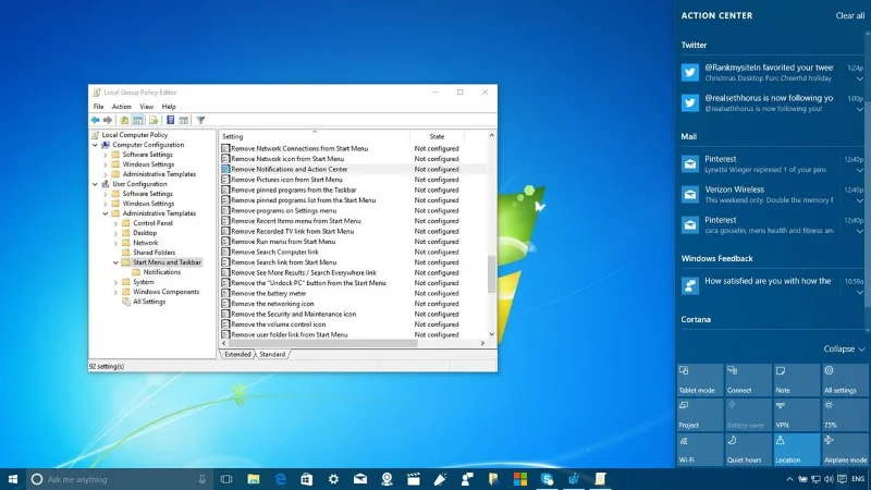 Berikut ialah cara untuk menyesuaikan dan melumpuhkan (mematikan) Pusat Tindakan pada Windows 10