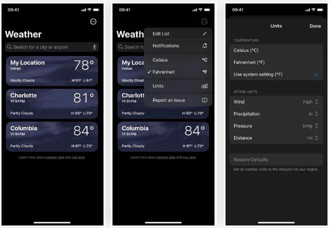 iOS 17のWeather天気アプリの新機能