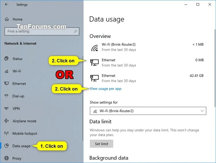 Windows 10 でネットワーク データ使用量をリセットする方法