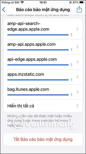 Cara mendayakan pelaporan keselamatan apl iPhone