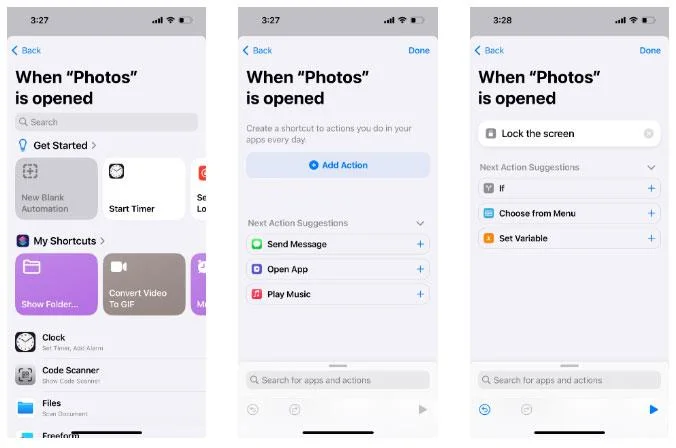 Bagaimana untuk mengunci apl Foto pada iPhone