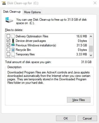 Bagaimana untuk membersihkan dan memulihkan ruang pada pemacu Windows C