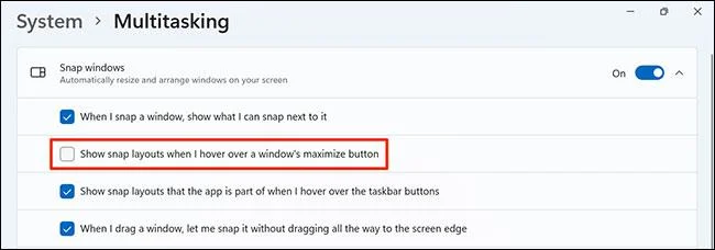 Windows 11'de Snap Layout nasıl kapatılır