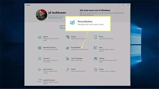 Accesso alle impostazioni di Windows 10
