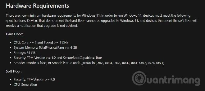 Windows 11 構成、最小 Windows 11 ハードウェア構成が必要