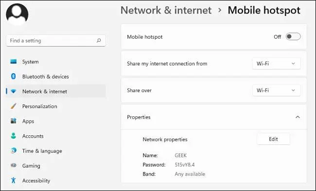 Een mobiele hotspot maken op Windows 11