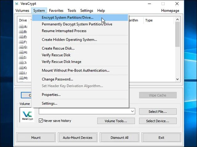 Bagaimana untuk menyulitkan pemacu sistem Windows dengan VeraCrypt