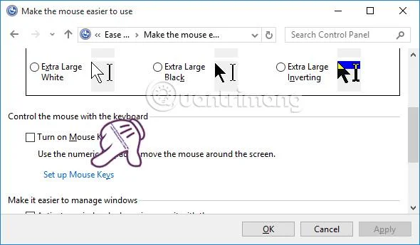 Activer les Touches de la souris
