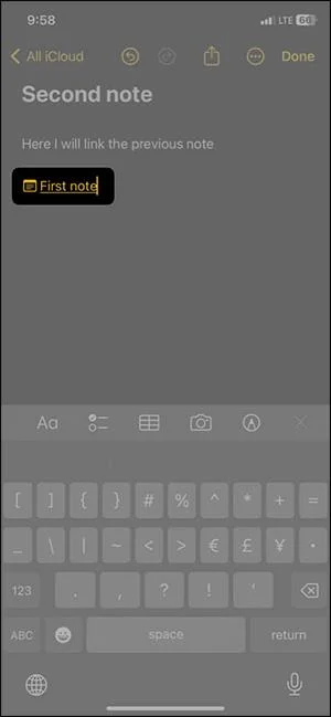 iPhoneでメモをリンクする方法
