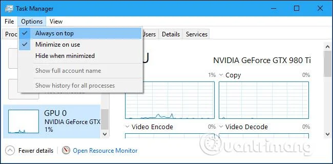 Bagaimana untuk memantau prestasi GPU dalam Windows 10 Task Manager