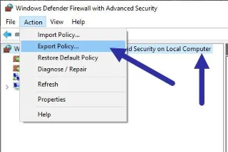 Cara mengeksport atau menyandarkan peraturan Windows Firewall