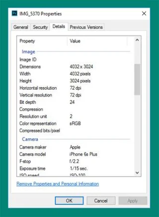Istruzioni per eliminare le proprietà delle foto in Windows 10