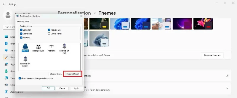 Hoe u standaard bureaubladpictogrammen en muisaanwijzers kunt behouden bij het wijzigen van Windows 11-thema's