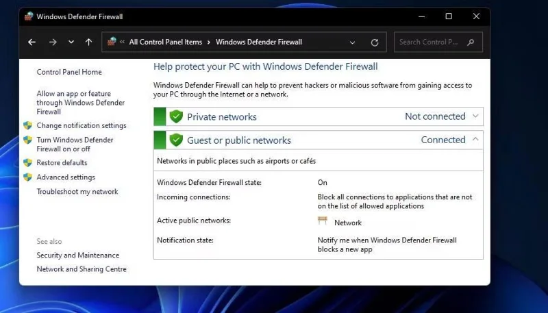 10 façons d'ouvrir l'applet du pare-feu Windows du Panneau de configuration dans Windows 11