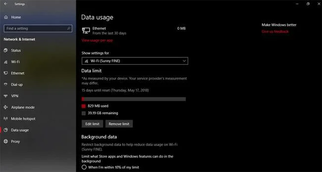 Bagaimana untuk memantau dan menyimpan kapasiti Internet pada Kemas Kini Windows 10 April 2018
