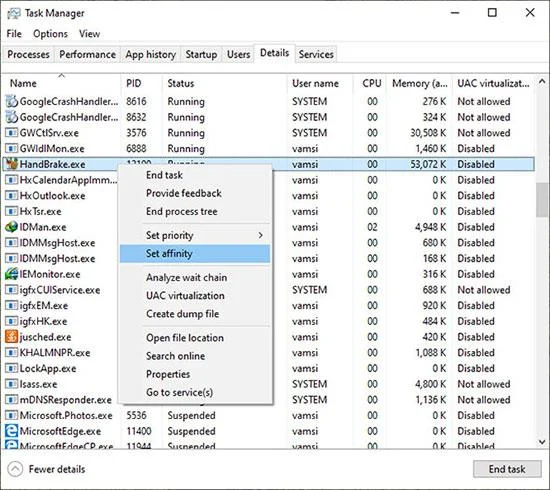 Bagaimana untuk mengehadkan penggunaan CPU HandBrake dalam Windows