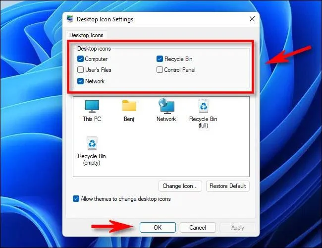 Systeempictogrammen verbergen/tonen op het Windows 11-bureaublad
