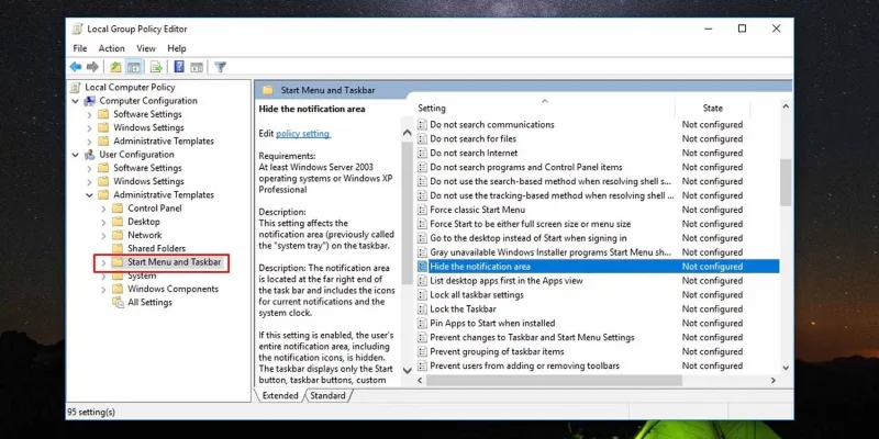 Bagaimana untuk melumpuhkan kawasan pemberitahuan dalam Windows 10