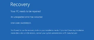 Stappen om fout 0xc0000225 op Windows Vista/7/8/8.1/10 op te lossen