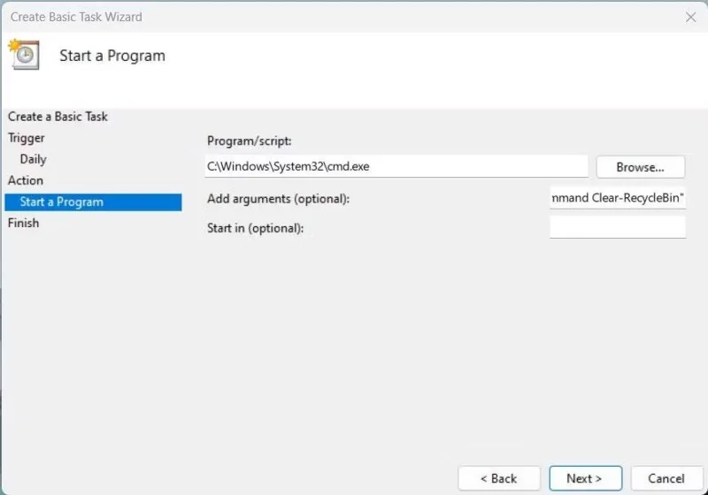 Kosongkan Tong Kitar Semula secara automatik pada Windows