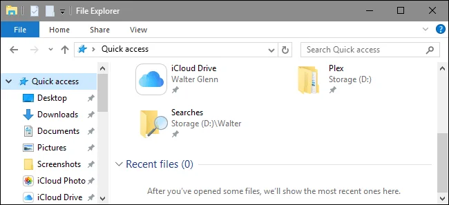 Kosongkan sejarah carian Fail Terkini pada File Explorer Windows 10