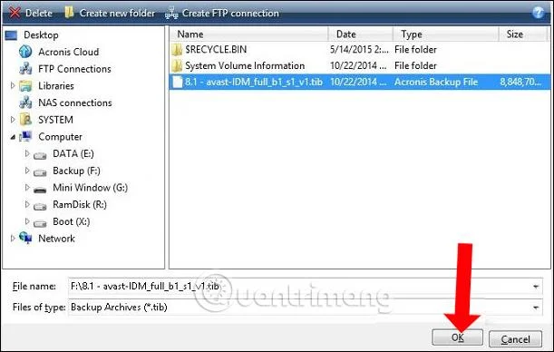 UEFI standardı *.tib dosyasını kullanarak bilgisayarınızı hayalet olarak nasıl görüntüleyebilirsiniz?