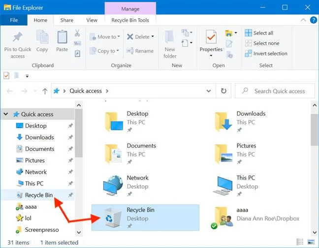 9 cara untuk membuka Recycle Bin pada Windows