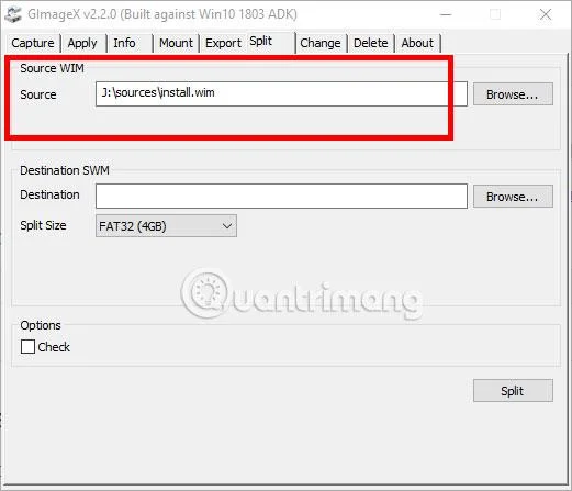 Comment diviser un fichier Install.wim de plus de 4 Go
