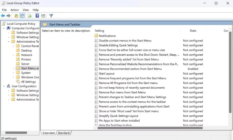 Hoe het aanbevolen gedeelte van het Start-menu in Windows 11 te verwijderen