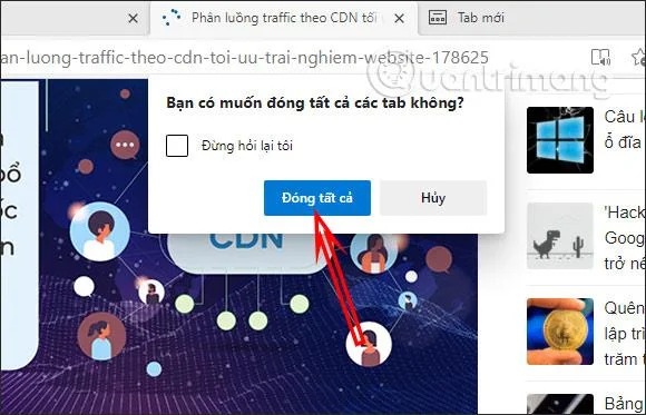 Notifica di chiusura schede