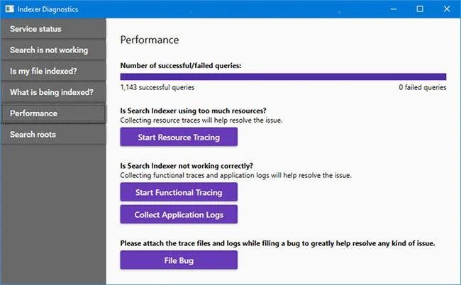 Windows 10'da Dizin Oluşturucu Tanılaması nasıl kullanılır?