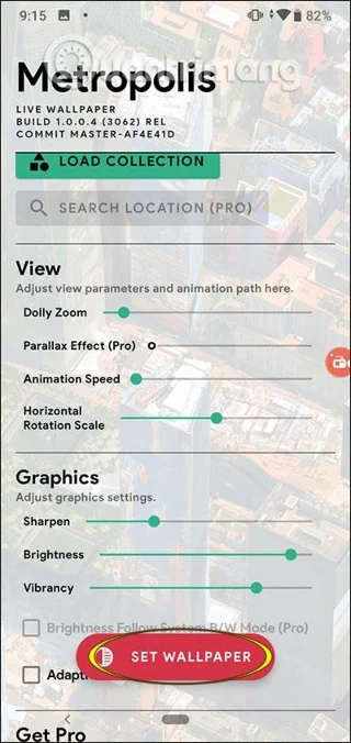 Cara memasang kertas dinding bandar 3D untuk Android