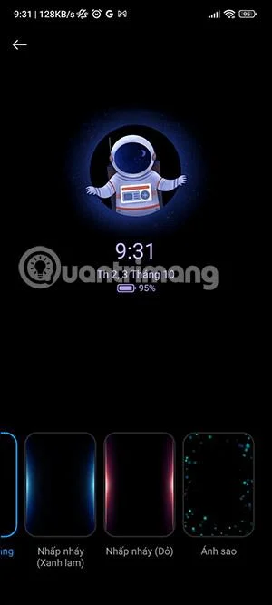 Choix d'effet de notification
