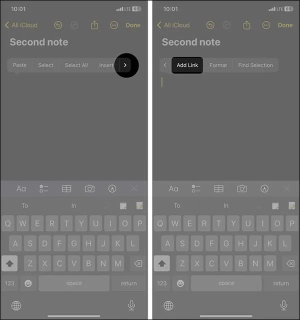 iPhoneでメモをリンクする方法