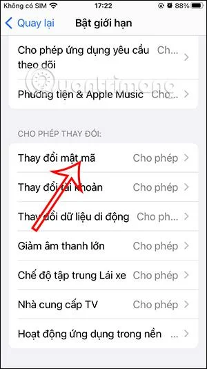Arahan untuk menyekat orang lain daripada menukar kata laluan iPhone