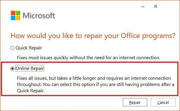 Fout 30088-26 oplossen bij het updaten van Office op Windows 10