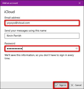Windows 10 で iCloud メールとカレンダーへのアクセスを設定する方法