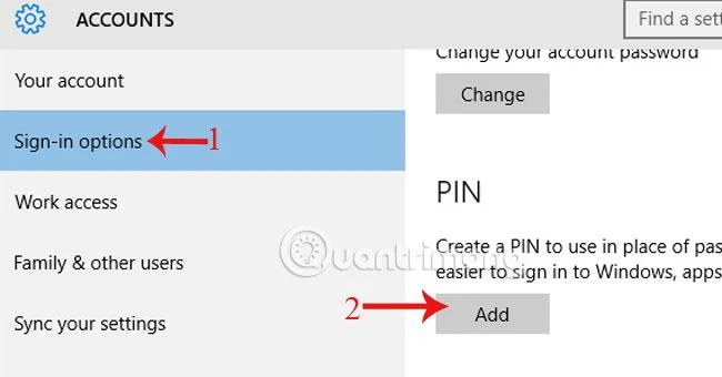 Arahan untuk membuat kod pin dalam Windows 10