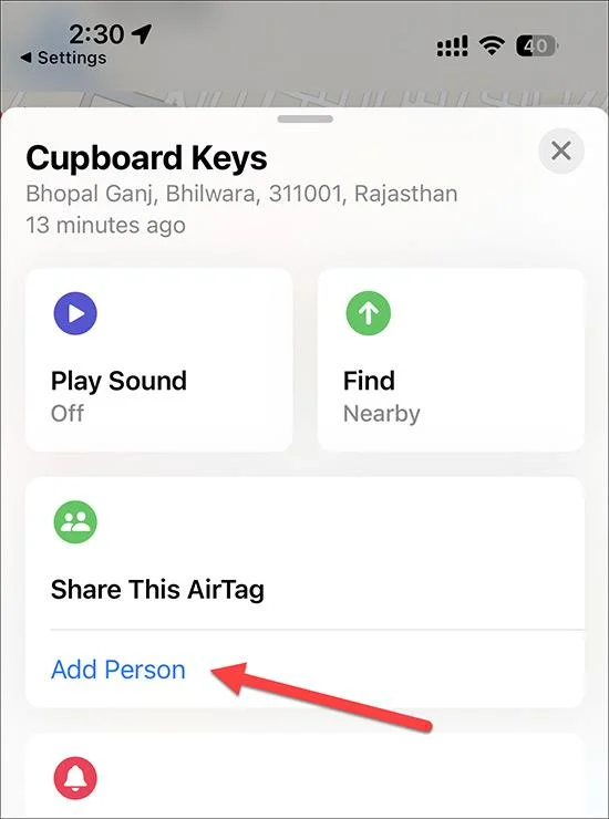 Cara berkongsi AirTag dengan orang lain pada iPhone