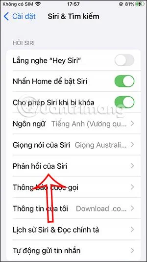 Bagaimana untuk menukar jenis respons Siri pada iPhone