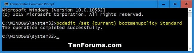 F8アドバンスブートオプションを無効にする例