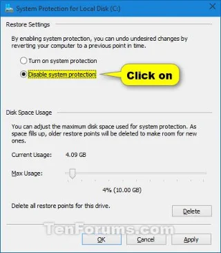 Windows 10でドライブのシステム保護機能を有効/無効にする方法