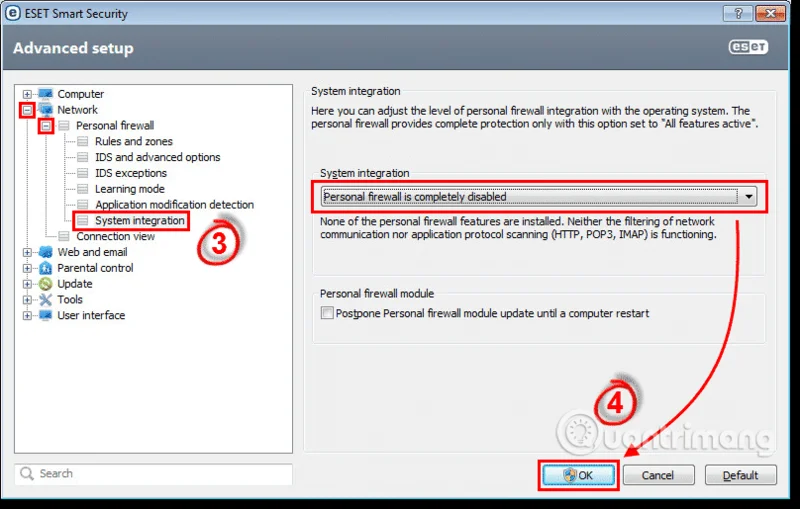 Désactivation des antivirus et pare-feu