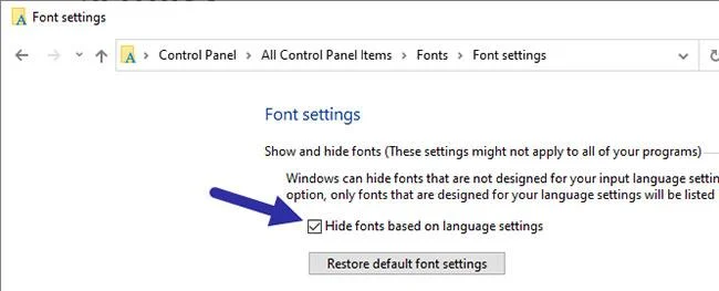 Bagaimana untuk menunjukkan/menyembunyikan fon dalam Windows 10/8
