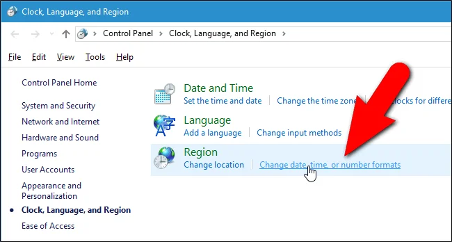 Windows'ta tarih ve saat biçimini değiştirme, eğik çizgileri noktalara dönüştürme