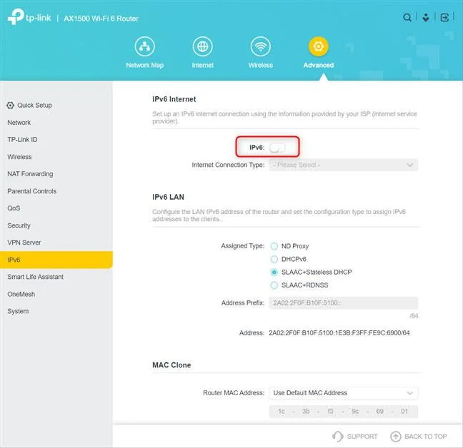 TP-Link WiFi 6 yönlendiricisinde IPv6 nasıl etkinleştirilir
