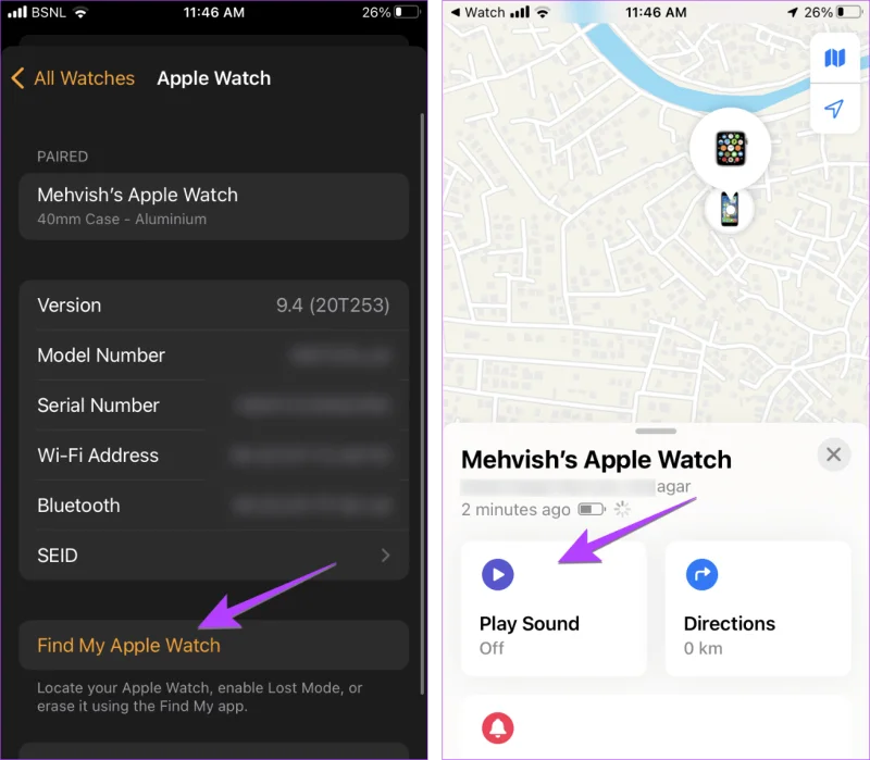 Bagaimana untuk ping Apple Watch dari iPhone