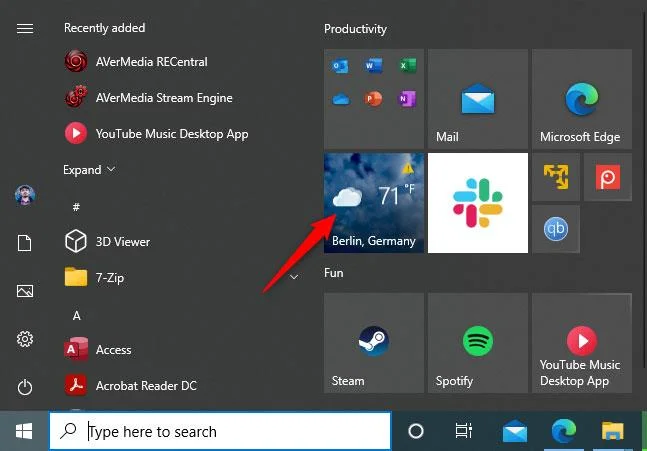 Cara memaparkan suhu dalam °C atau °F dalam apl Cuaca pada Windows 10